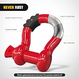 Nilight 2 Pack 3/4 Inch D Ring Shackle 4.75 Ton With 7/8 Inch Pin Red view 4