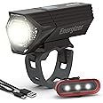 Energizer X400 Rechargeable Bike Light, IPX4 Water Resistant, Compact and Lightweight Design, Front Clip Light and Rear LED Light for Visibility Black