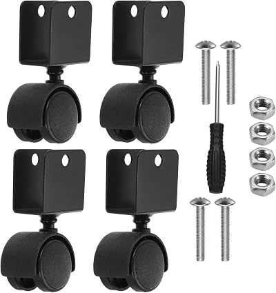 PATIKIL 1.5 Inch Swivel Caster U Bracket 4 Pack 66 Lbs Load Capacity No Noise