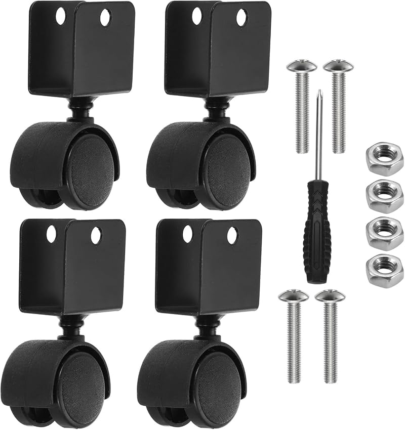 PATIKIL 1.5 Inch Swivel Caster U Bracket 4 Pack 66 Lbs Load Capacity No Noise