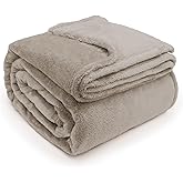 DEZ FURNISHINGS Ultra Soft Plush Fleece Throw Blanket, Double Sided Cozy Thick Warm Blanket for Sofa & Bed, Throw XL (60" x 70"), Taupe