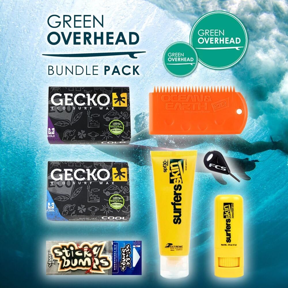 Surfing Gifts and Accessories Essential Travel Bundle/Christmas Stocking - Cold Wax, Cool Wax, Sunscreen Stick, Suncream, Air Freshener, Fin Key, Wax Comb