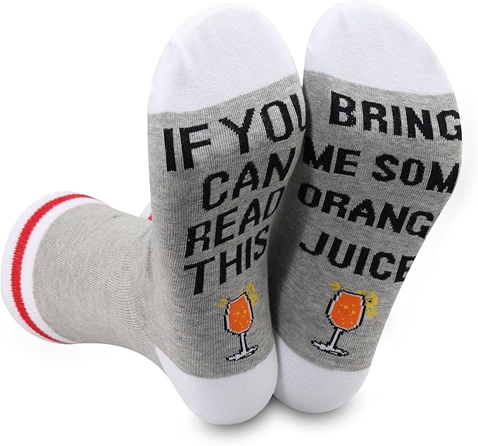LEVLO 2 Pairs Orange Juice Socks Orange Juice Lover Gift If