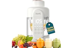 Dorfly Baby Food Maker Glass Reservoir & Bowl Glass Food Processor 12oz Non Plastic Steamer and Blender One Step Puree Maker 6 Stainless Steel Blades Self Clean Timer Recipe