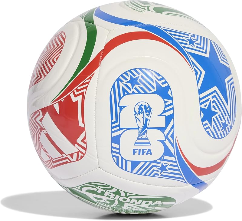 Unisex FIFA World Cup 26 Trionda Club Ball, White/Vivid red/Glory Blue/Green, 5