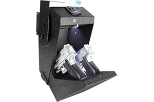 EVESKY 【2 guns capacity】 GUN Safe Biometric Pistol Safe Drop Down Handgun Safe Wall Mounted Double Gun Safe for Handgun with Fingerprint Passcode Key 3 Ways Quick Access Car Gun Safe for Desk,Nightstand