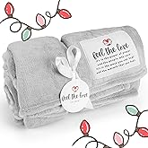 Get Well Blanket - Healing Blanket - Inspirational Blankets for Women/Men - Get Well Soon Gifts - Warm Hugs - Soft Fleece Throw Blanket - Strength - Healing Thoughts (Gray Fleece 50x65)