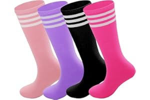 Gvhntk 4 Pairs Toddler Soccer Socks Kids Soccer Socks Softball Baseball Youth Athletic Girls Boys Knee High Sock