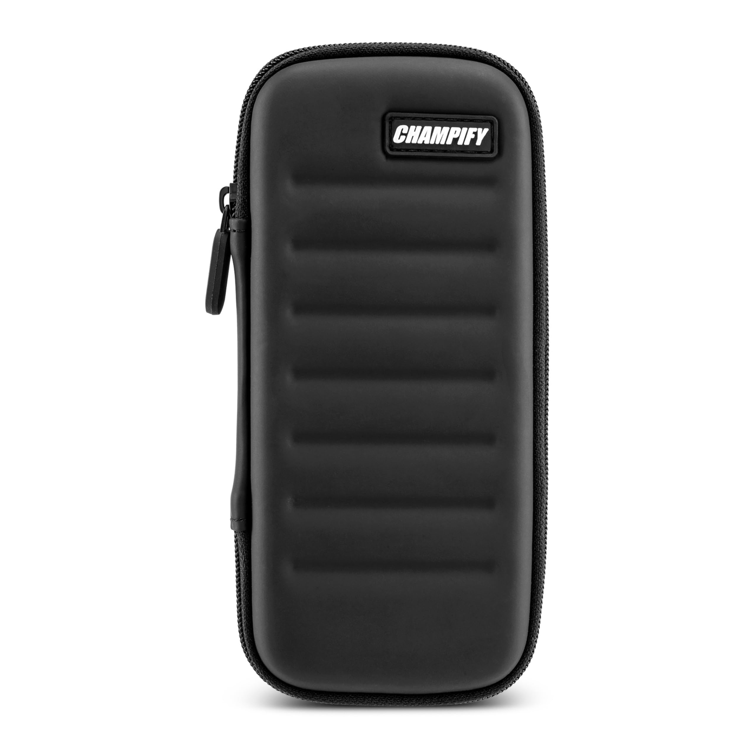 Champify® Black Dart Case With Holder System | Hard Protection for 3 Steel or Soft Darts & Pockets for Flights & Accessories