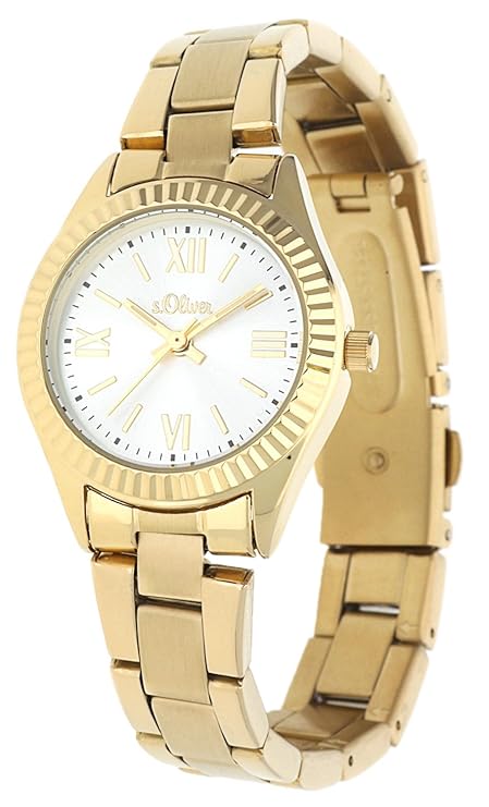 s.Oliver Damen-Armbanduhr Analog Quarz IP Gold SO-15112-MQR