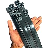 250lb Extra Long Zip Ties Heavy Duty 36 Inch (Actual 39 in) Outdoor, Black Large Cable Tie Wraps Plastic Wire Ties Wide Big S