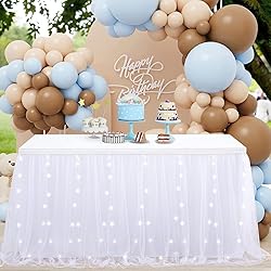 White Tulle Table Skirt for Rectangle Tables 6FT