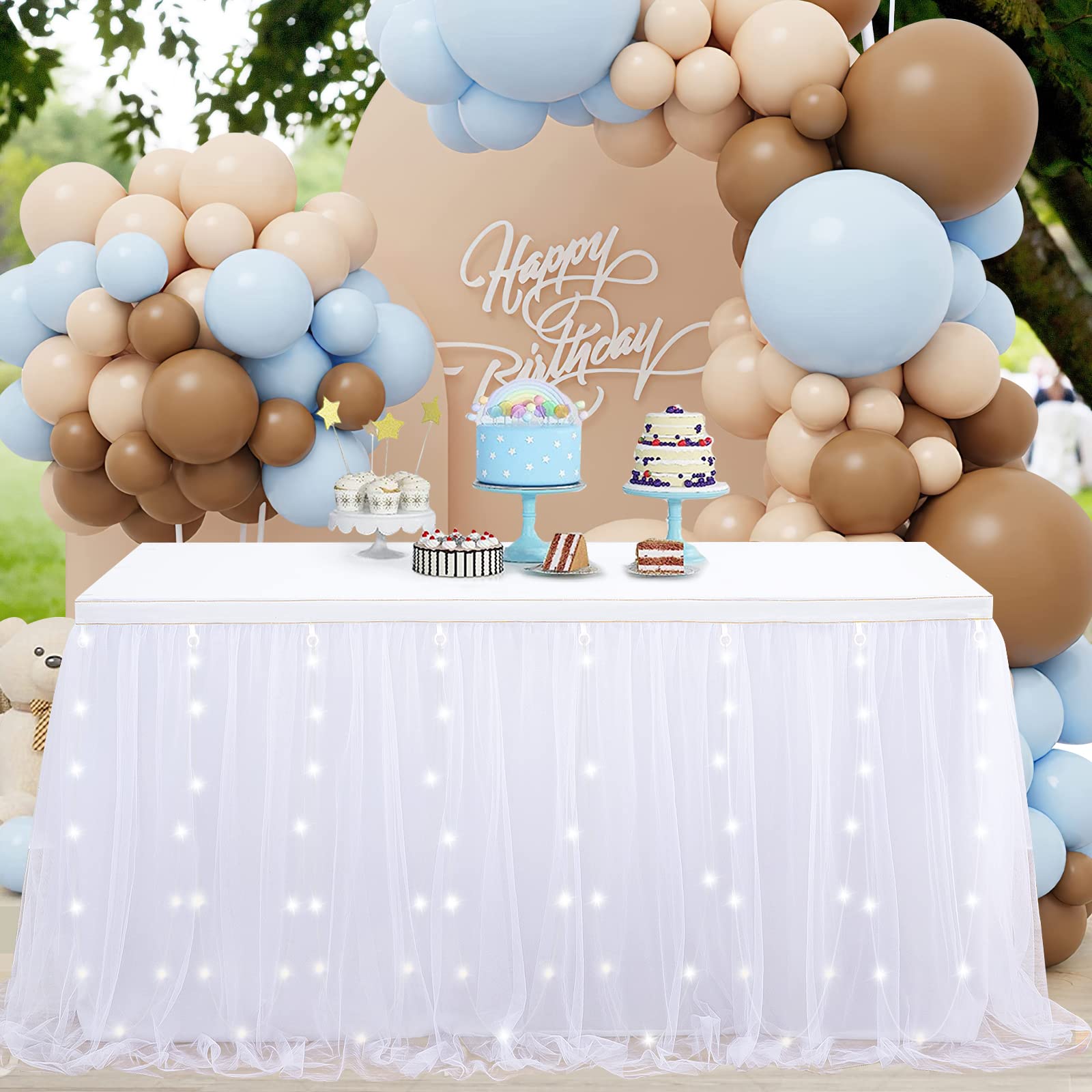 White Table Skirt 14FT Tulle Tutu Table Skirt 2