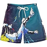 Baseball Player Boy's Swim Trunks Kids Toddler Swim Board Shorts Boy Beach Swimwear Swimsuit Bathing Suits L