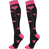 Junely Compression Socks for Women Knee High Festival for Running Athletic Nurses Pregnant Women Work Support Travel Flight