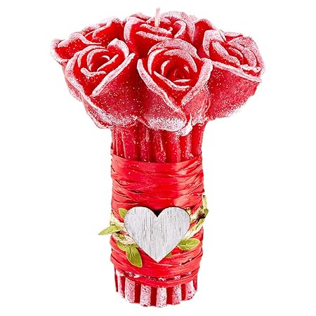 Decornac Grande Mazzo Di Rose Rosse Candela Profumata Fatta A Mano Regalo Fidanzata San Valentino Bouquet Rosa