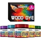 NINESUNG 5-Colors Wood Dye Powder - 2 oz Each Color (Indoor/Outdoor Use) | Colored Wood Stain for Furniture, Decks &amp; DIY Crafts - Water Based Wood Stain - Works on Indoor/Outdoor Wood Surfaces