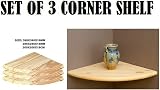 Optimal Products Set Of 3 Natural Wood Corner Shelves 200mm 200mm 16mm view 3