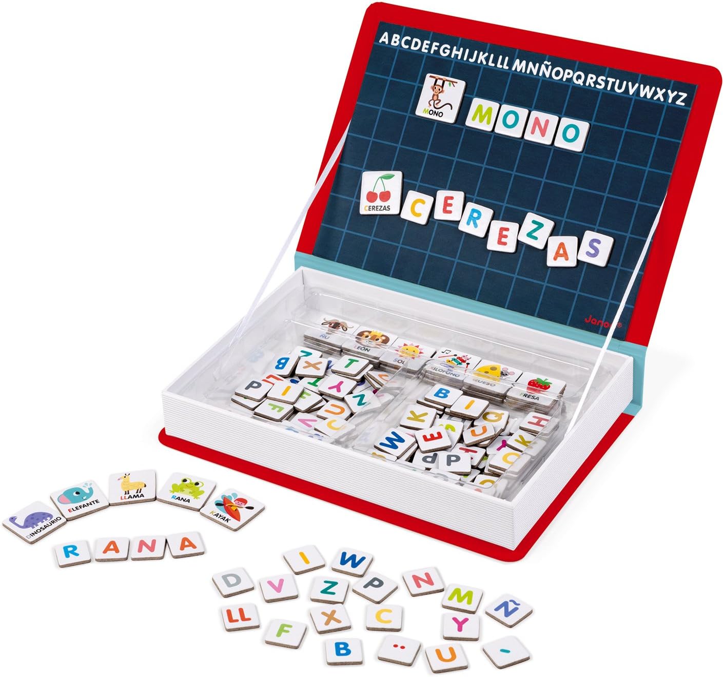 Janod J02714 Magneti'Book Alphabet Educational Game, Spanish Version, Red