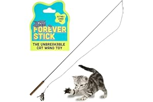 repounce Forever Stick - The Unbreakable Cat Teaser Wand, Extra Long Durable Interactive Toy for Indoor Cats, Cat Fishing Pole Toy for Bored Indoor Adult Cats, Feather String Toy On Stick Enrichment
