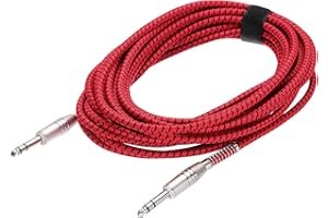 MECCANIXITY Guitar Instrument Cable, 25 Feet 1/4 Inch to 1/4 Inch Straight to Straight Angle Electric Guitar Jack Cable Wire 