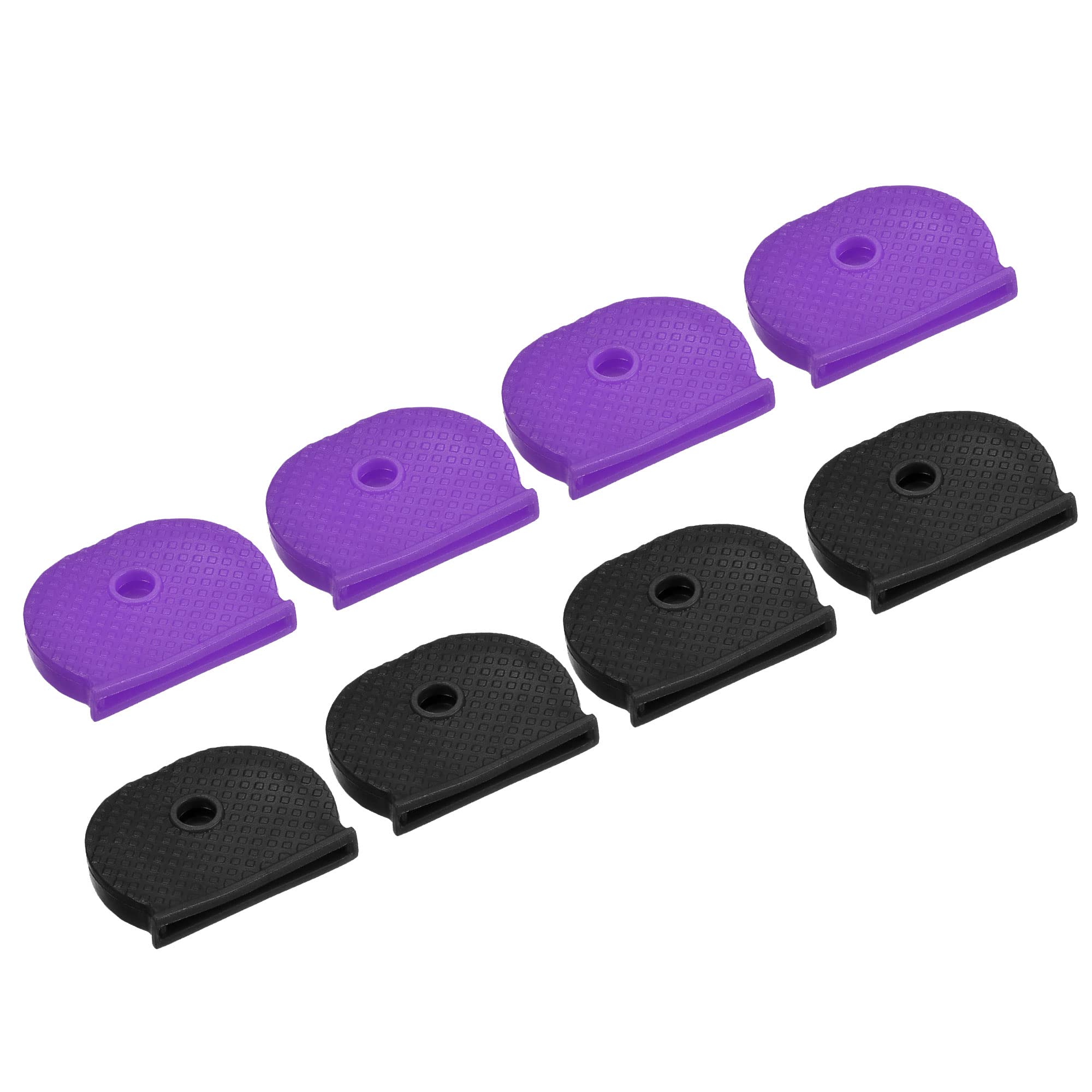 PATIKIL Key Cap Cover Tags, 16Pcs Keys Identifier Label ID Silicone Sleeve for House Apartment Organization Black Purple