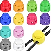 AOZUO 12PCS Assorted Colors Plastic Cord Locks, Toggles Spring Stopper Sliding Fastener Buttons Cord End Clasp for Drawstring Bags Clothes Backpacks Paracord Shoeslace