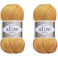 Alize Diva Yarn Hand Knitting Yarn 100% Microfiber Acrylic Yarn Alize Diva Silk Effect Thread Crochet Art Lace Craft Lot of 2 skeins 200gr 767 yds (488-Safrron)