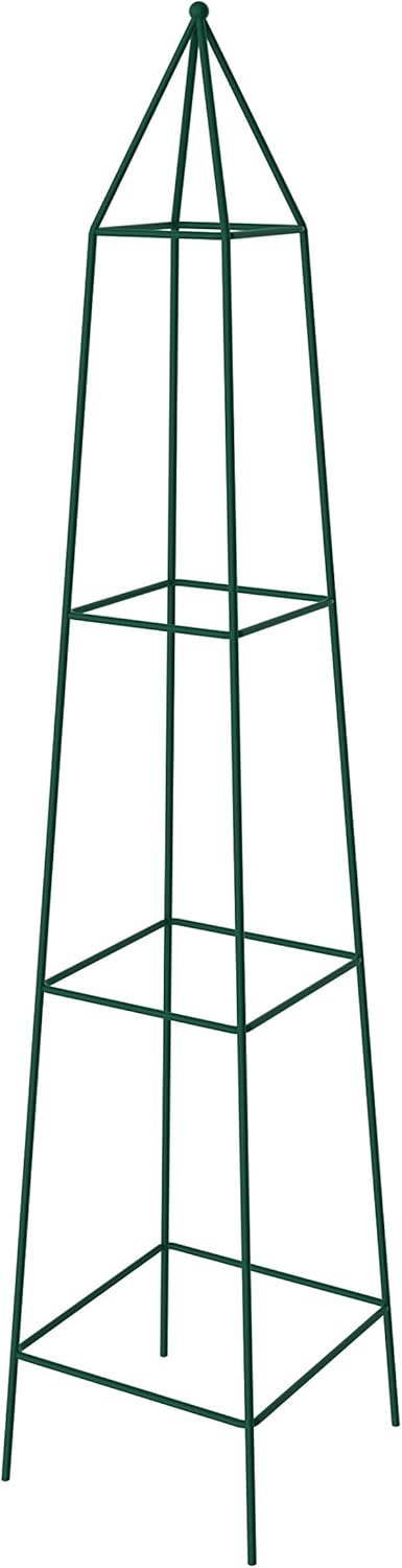 KADAX Rankhilfe, Rankobelisk aus Stahl, freistehend, Obelisk, Rankturm für Garten, Kletterpflanzen, Rosen, Pyramide, Ranksäule, Rankgestell, wetterfest, Deko, grün (25 x 120 cm)