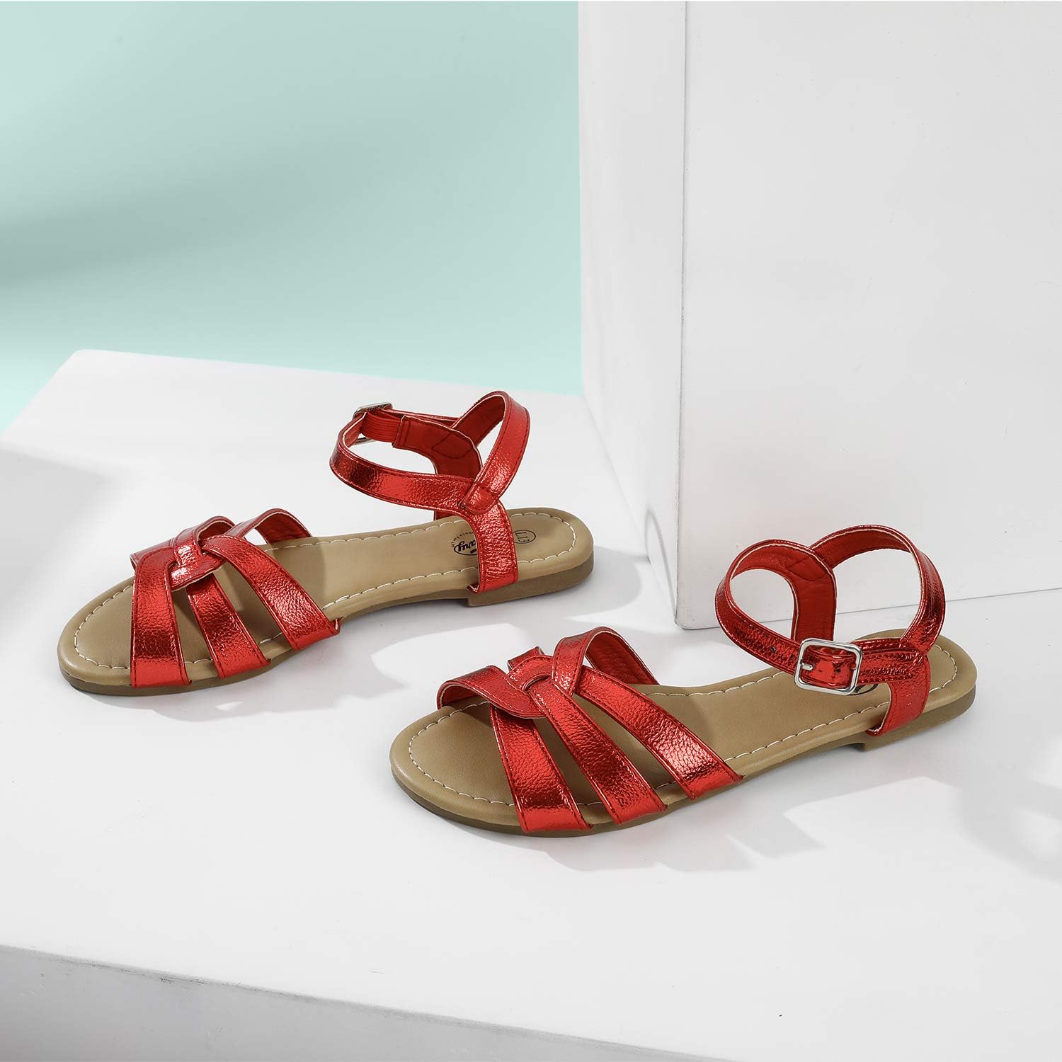 adjustable buckle strap flat sandals