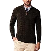 Kallspin Mens Quarter Zip Sweater Wool Blend Cable Knit Pullover Long Sleeve Casual Business Knitwear Fall Winter Top