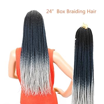 Ombre Box Braids Hair Crochet Box Braiding Hair 24 Strands 6packs 100g Pack High Temperature