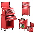 Goplus Rolling Tool Chest, 6-Drawer Tool Box Organizer w/Auto Locking System & Lockable Wheels & Sliding Drawers & Detachable Top, Tool Storage Cabinet for Garage Workshop (Red)