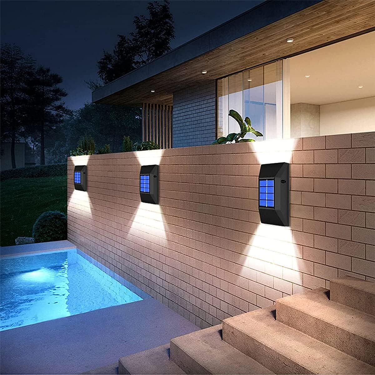 Solar Lights Outdoor, 2 Pack 6 Led Light Outdoor Garden Decorative Motion Sensor Lights Waterproof Security Wall Lighting Outside for Front Door, Backyard (White Light-2 Pack)