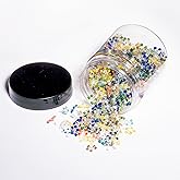 (240 Pack + Saver Storage Jar) Daisy Decorative Gems | Flower Glass Beads | Consistently Sized Daisies (1/4" to 3/8") | Assorted Vibrant Colors
