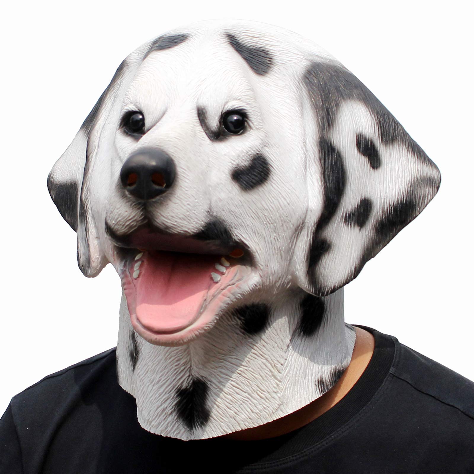 CreepyParty Dalmatian Mask Dog Head Latex Realistic Animal Full Head Masks Fancy Dress for Halloween Costume Party Carnival Cosplays,Multicolour,M