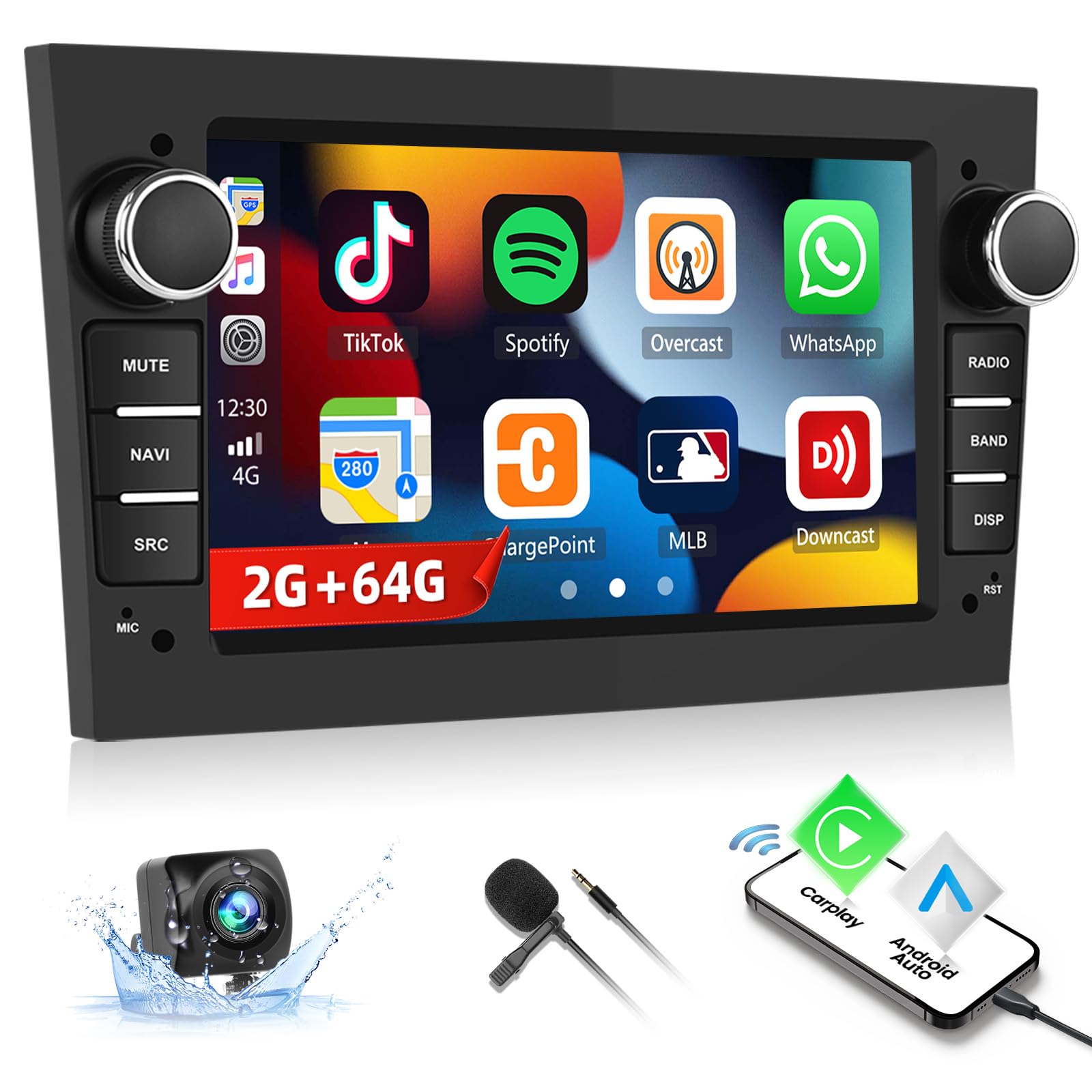 2G+64G CAMECHO Android13 Car Stereo for Opel Astra Corsa Vauxhall Meriva Zafira with Wireless Carplay Android Auto, 7” Touchscreen Bluetooth Car Radio GPS WiFi FM RDS SWC Rear Camera