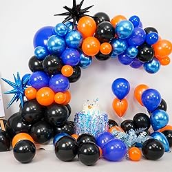 Black Orange Blue Balloon Arch Kit,Royal Blue Black