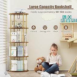 ALLSTAND Rotating Bookshelf, 4 Tier Spinning