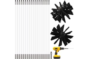 MAGICLULU 24Feet Chimney Sweep Kit, Chimney Cleaning Kit with Two 4'' Brush Head, Flexible Extendable Rods for Flue/Fireplace/Hood/Sewage Pipe Cleaning