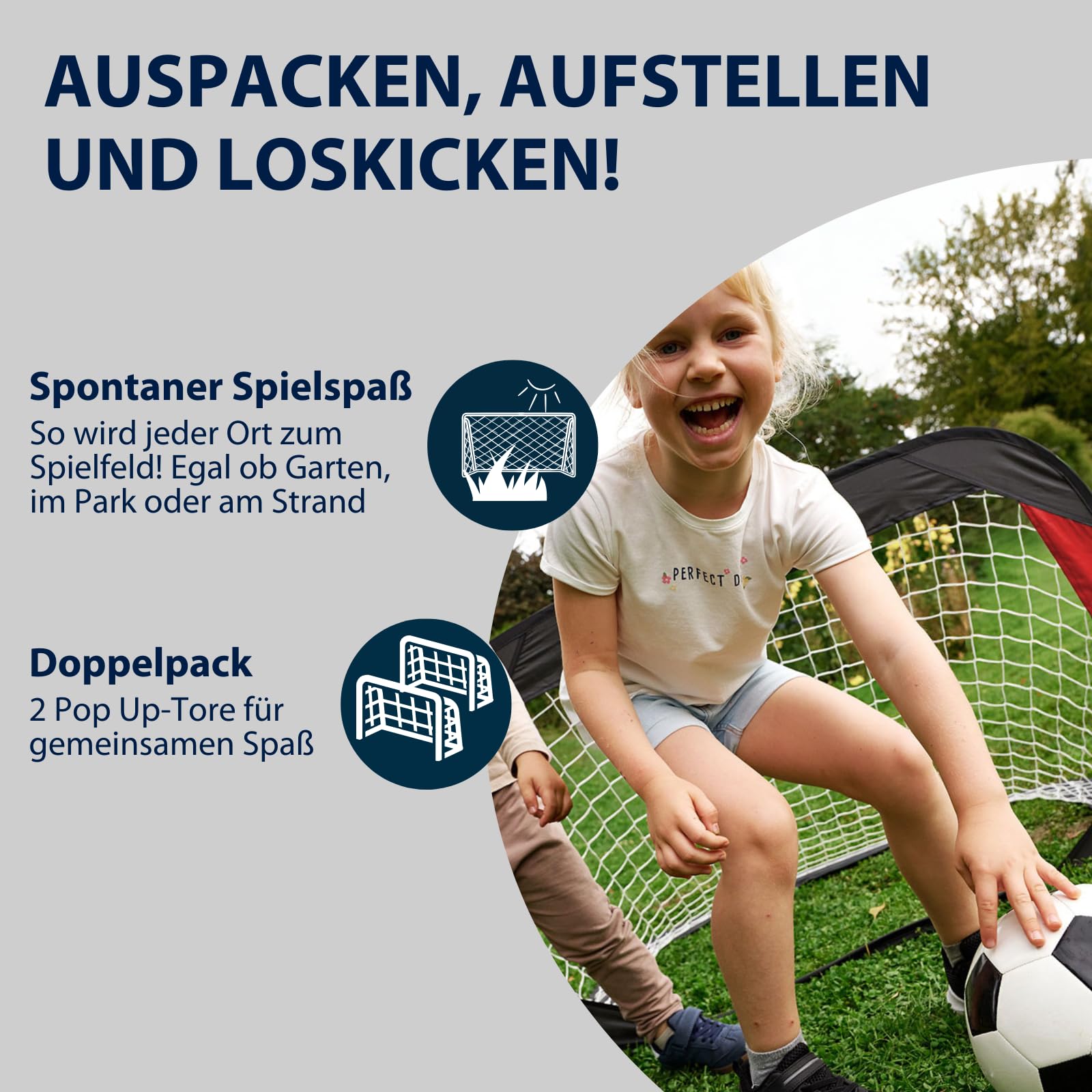 HUDORA Pop Up-Fußballtor 2er Set - Faltbare Fußballtore für Kinder & Erwachsene - Fußballtorset Garten mit Tragetasche & Heringen - Fußball-Tore für Garten / Park & Strand 5