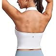 CRZ YOGA Womens Butterluxe Halter Longline Sports Bra - Padded Workout Yoga Crop Tops Tanks with Built in Pads