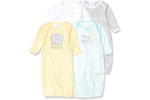 Gerber Unisex Baby Boy and Girls 4-Pack Sleeper Gown, Animals Green, Preemie