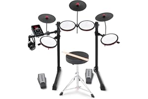 Alesis Turbo Max Electric Drum Set with Quiet 8" Mesh Pads, Lessons, Bluetooth and Accessories, Foldable