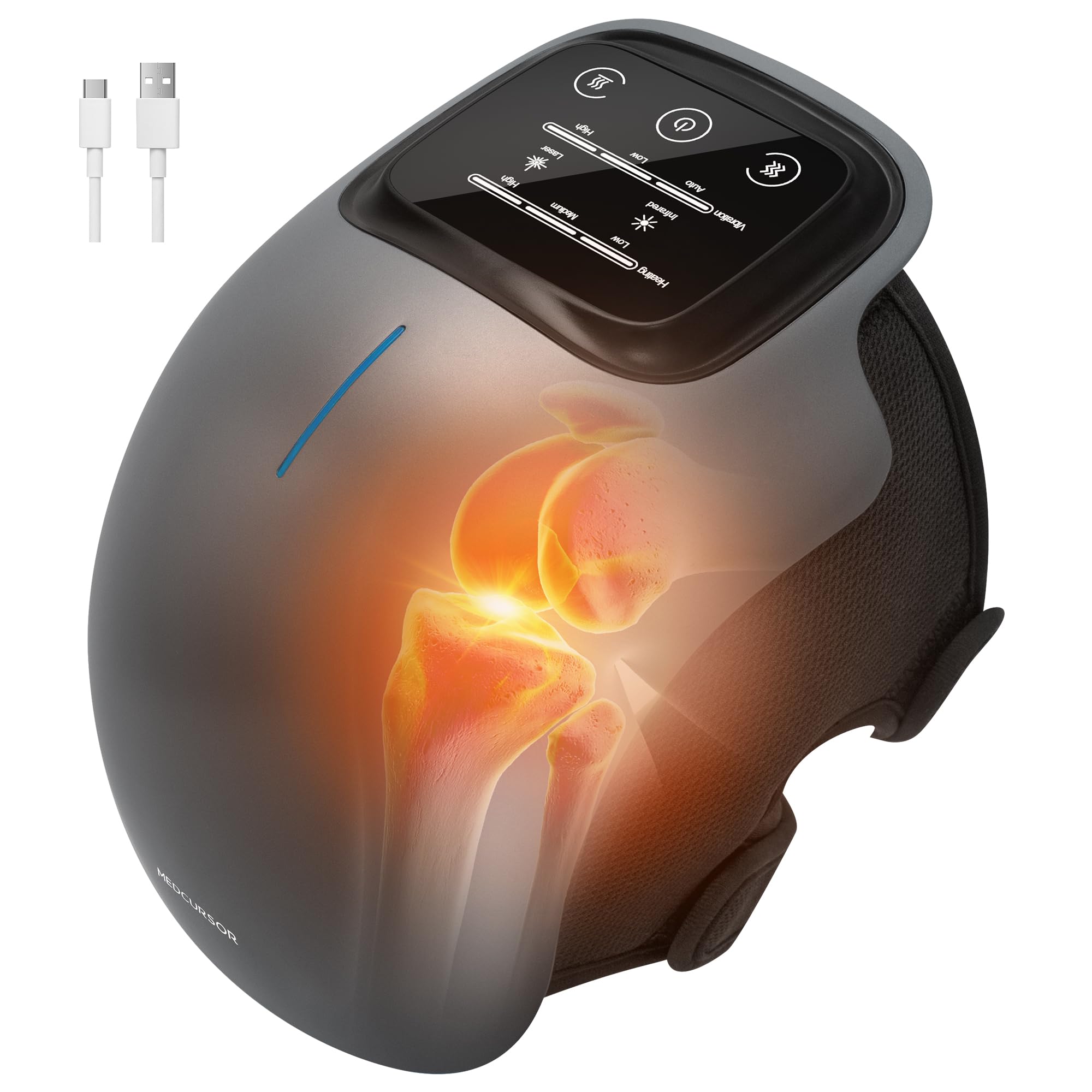 Photo 1 of Medcursor Knee Massager with Heat, Cordless Heated Knee Massage for Pain Relief with 3 Heating Levels, 3 Vibration Modes, LED Screen, Adjustable Straps, Gift for Men and Women
