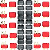 LINSYRC 10 Pairs T-Plug Connector Anti-Slip Male and Female Connector Adapters with Caps for RC LiPo Battery Motor ESC Controller