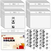 Oomcu 60 Sets Clear Id Badge Holder with Clip, Plastic Name Badge Holder Bulk,Name Tag Holders with Metal Clips for Office Business Travel Supplies (60)