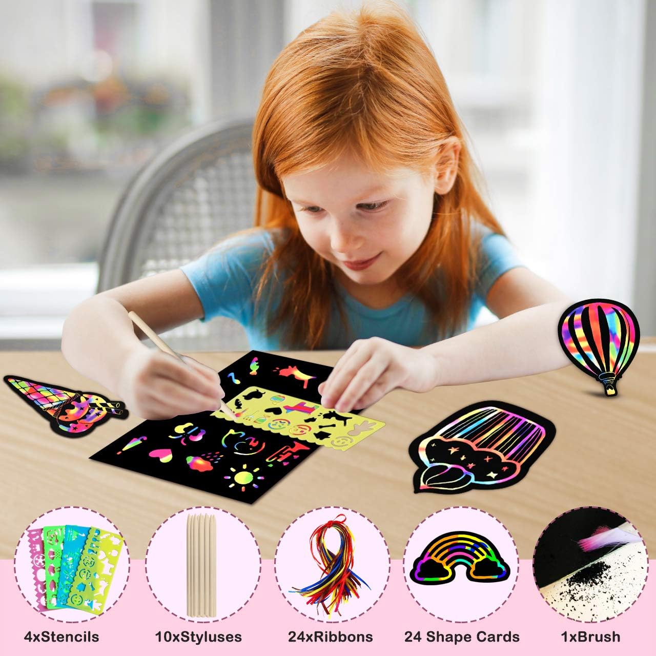 ZMLM Scratch Paper Art-Craft Girl: Rainbow Scratch Magic Drawing Set Paper Pad Board Supply Kit Toddler Project Activity for 3-12 Year Old Kid Game Toy Holiday|Party Favor|Birthday|Children's Day Gift: Toys & Games