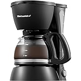 Elite Gourmet EHC4128 Automatic 4-Cup Brew & Drip Coffee Maker with Pause N Serve, Glass Carafe, Reusable Filter, On/Off Swit