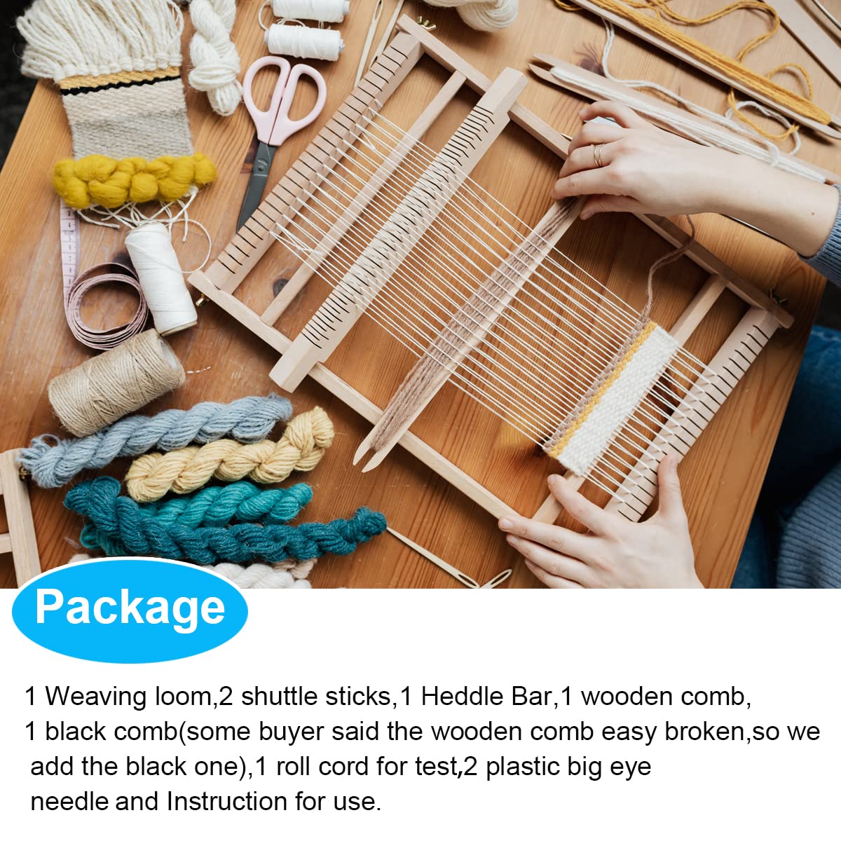 Weaving Loom Kit,Wooden Multi-Craft Weaving Loom Tapestry Loom Large Frame 9.85x 15.5inch,DIY Hand-Knitting Weaving Machinewith Loom Stick Bar for Kids, Adult and Beginners Handcraft Loom